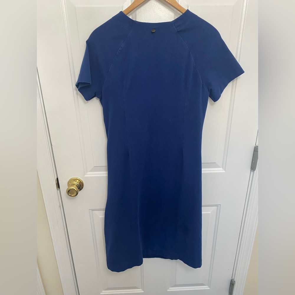 Soft Surroundings Royal Blue Faux Wrap Dress Size Large Casual Loungewear Comfy - Picture 5 of 5